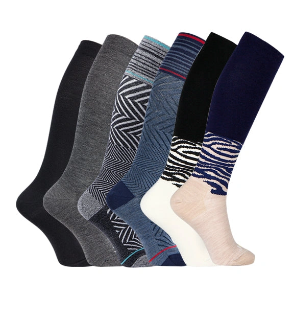 Zebra Compression Socks 6 Pack Luxe Merino Wool Comfort